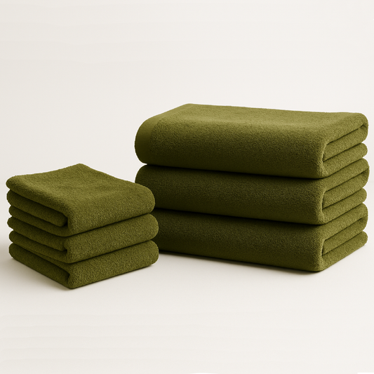 Sage Olive｜Raggamuffin（ラガマフィン）タオルセット（バス・フェイス各3枚）｜高級泉州タオル