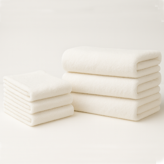 Signature White｜Raggamuffin（ラガマフィン）タオルセット（バス・フェイス各3枚）｜高級泉州タオル